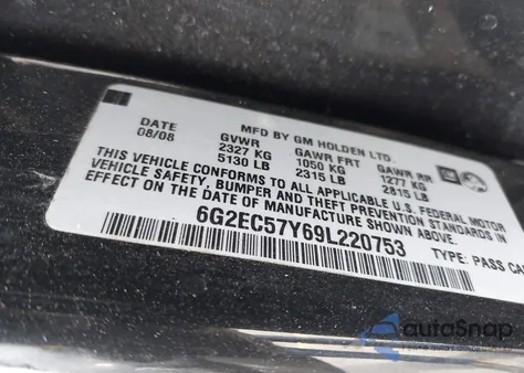 2009 Pontiac G8 Gt из США, поврежденный, VIN 6G2EC57Y69L220753